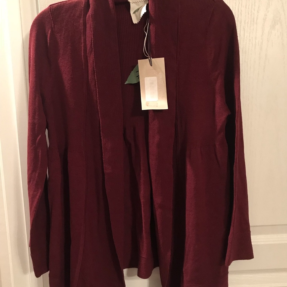 Ladies burgundy color cardigan sweater